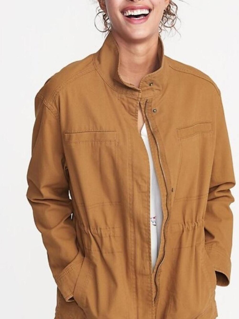 NWT Old Navy camel brown khaki utility cargo jacket size XXL